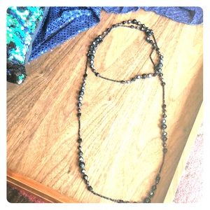 Single line black bead necklace